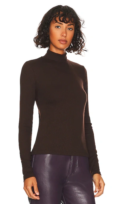 Shop Vince Ribbed Long Sleeve Mock Neck In Hickory