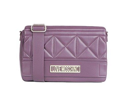 Shop Love Moschino Logo-plaque Foldover Top Shoulder Bag In Purple