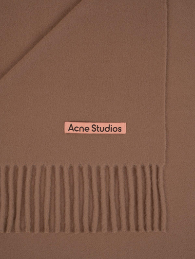 Shop Acne Studios Logo Patch Scarf In Caramel Brown