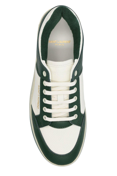 Shop Saint Laurent Sl/61 Round Toe Low-top Sneakers In Caffe Bianco