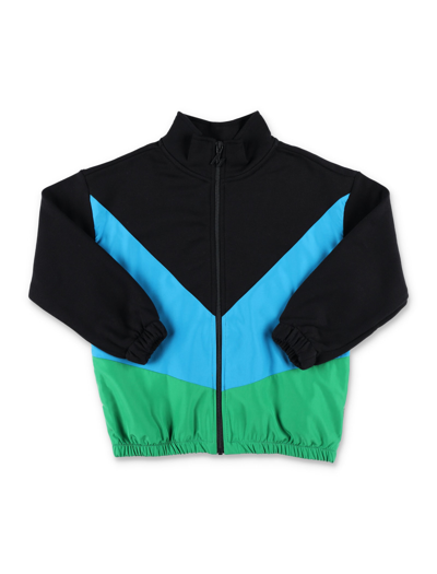 Msgm Colour-block Logo-print Jacket In Black