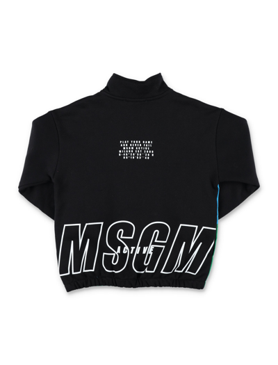 Msgm Colour-block Logo-print Jacket In Black