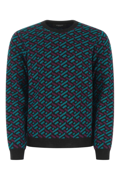 Shop Versace Greca Pattern Crewneck Sweater