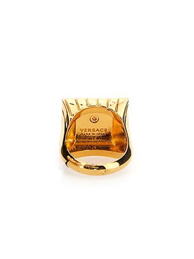 Shop Versace Square Medusa Ring In Oro