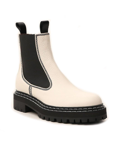 Shop Proenza Schouler Round Toe Chelsea Boots In White/black