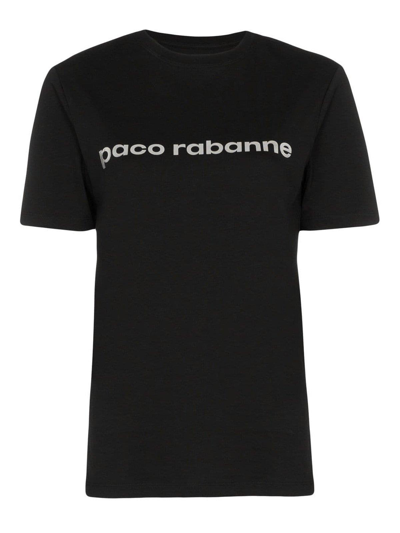 Shop Paco Rabanne Logo Printed Crewneck T-shirt In Nero
