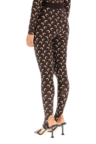 Shop Marine Serre All Over Moon Leggings In Brown/neutrals