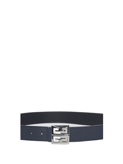 Shop Givenchy 4g Reversible Leather Belt In Blu/nero
