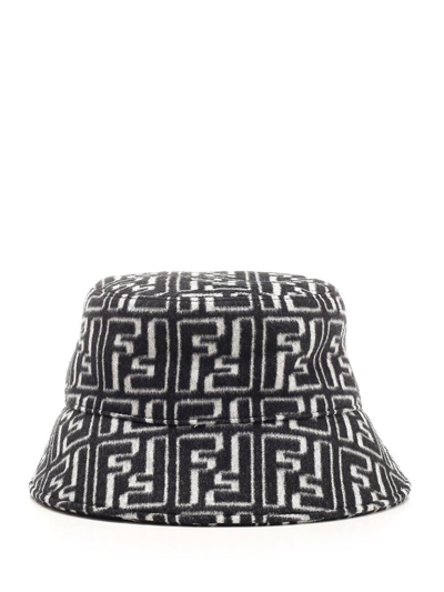 Shop Fendi Monogram Jacquard Bucket Hat In Bianco/nero