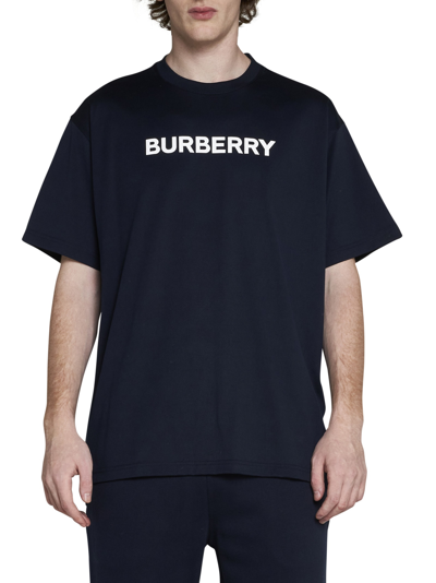 Shop Burberry T-shirt In Dark Charcoal Blue