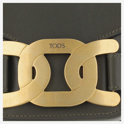 Shop Tod's Logo Plaque Mini Crossbody Bag In Ardesia