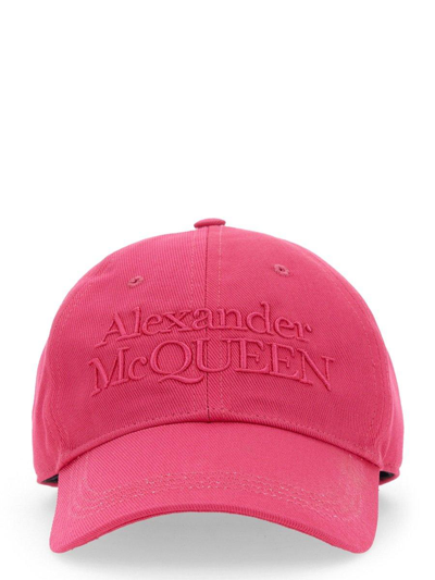 Shop Alexander Mcqueen Logo Embroidered Baseball Cap In Fucsia