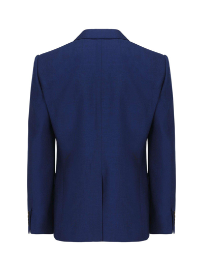 Shop Alexander Mcqueen Single-breasted Tailored Blazer In Blu