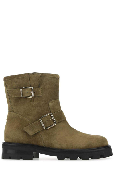 Shop Jimmy Choo Youth Ii Buckled Boots In Caper Green
