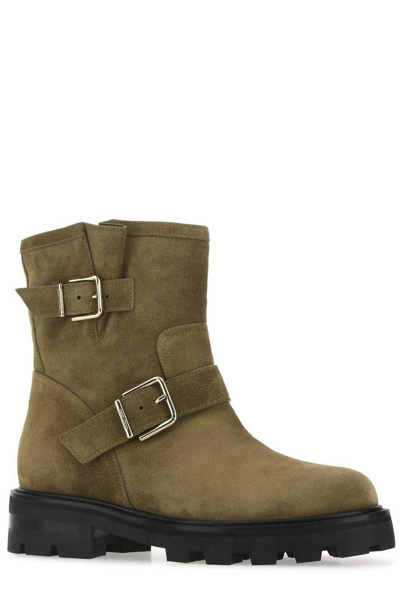 Shop Jimmy Choo Youth Ii Buckled Boots In Caper Green