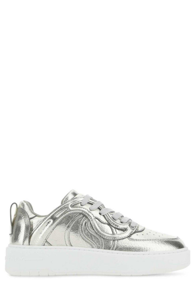 Shop Stella Mccartney S-wave 1 Lace-up Sneakers In Argento