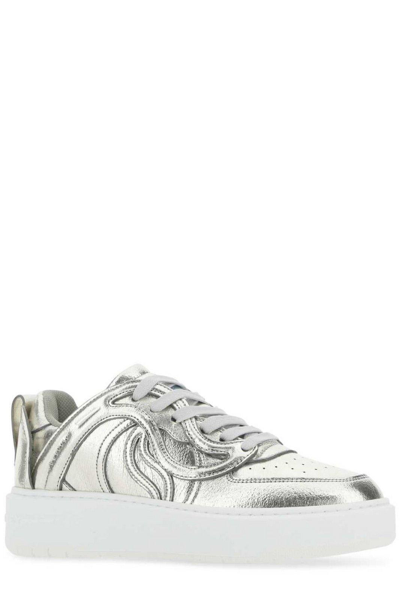 Shop Stella Mccartney S-wave 1 Lace-up Sneakers In Argento