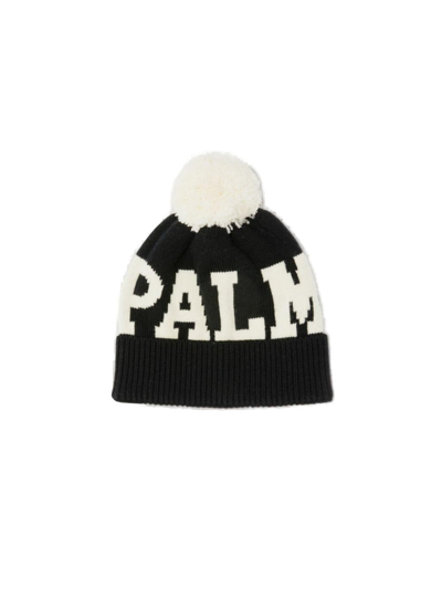 Shop Palm Angels Logo Embroidery Beanie In Nero
