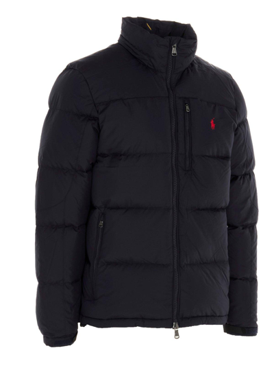 Shop Polo Ralph Lauren Logo Embroidered Hooded Down Jacket