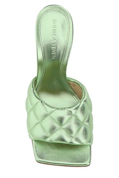 Shop Bottega Veneta Quilted Padded Mules In Verde