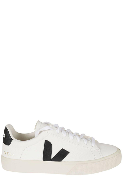 Shop Veja Campo Chromefree Detail Low-top Sneakers In Extra White Black