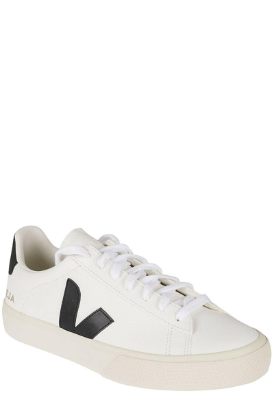 Shop Veja Campo Chromefree Detail Low-top Sneakers In Extra White Black