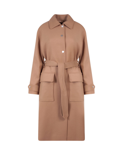 Shop Apc Coat In Beige