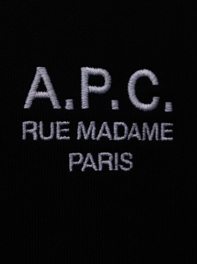 Shop Apc Black Marvin Hoodie In Fleece Cotton With Contrasting Logo To The Chest A.p.c. Man