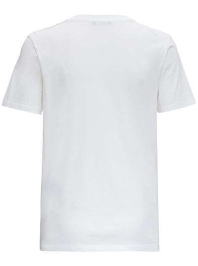 Shop Balmain White Organic Cotton T-shirt With Logo  Woman In White/black