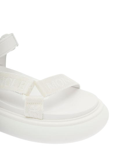Shop Moncler Womens White Leather Sandals