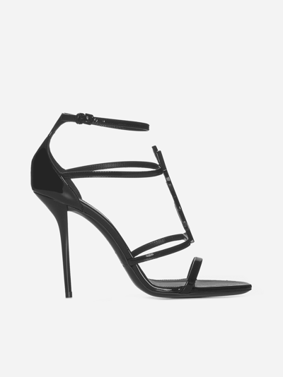 Shop Saint Laurent Cassandra Ysl Patent Leather Sandals