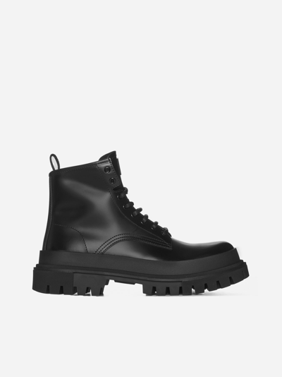 Shop Dolce & Gabbana Leather Combat Boots