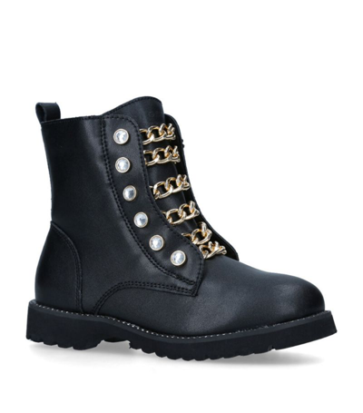Shop Kurt Geiger Leather Chain Boots In Black