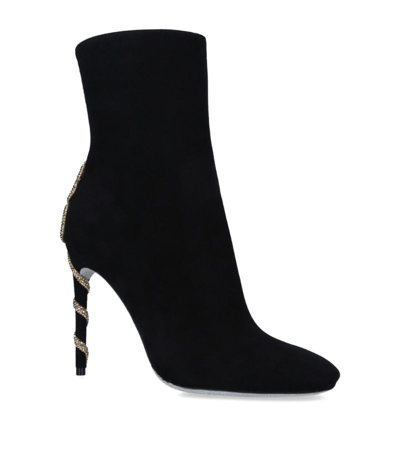 Shop René Caovilla Snake-detail Ankle Boots 100 In Black