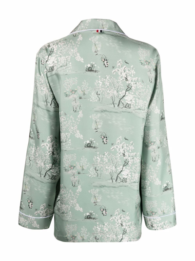 Shop Thom Browne Floral-print Pyjama Top In Green