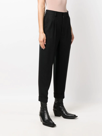 Shop Ami Alexandre Mattiussi High-waisted Cropped Trousers In Black