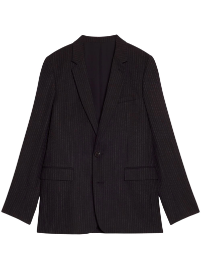 Shop Ami Alexandre Mattiussi Pinstripe-pattern Single-breasted Blazer In Black