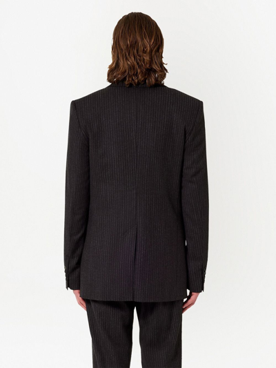 Shop Ami Alexandre Mattiussi Pinstripe-pattern Single-breasted Blazer In Black
