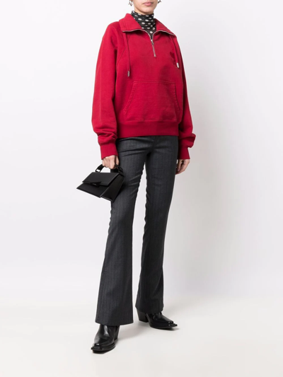 Shop Ami Alexandre Mattiussi Ami De Coeur Half-zip Sweatshirt In Red