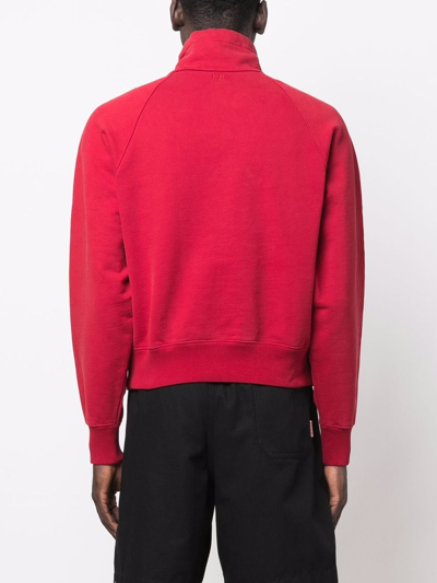 Shop Ami Alexandre Mattiussi Ami De Coeur Half-zip Sweatshirt In Red