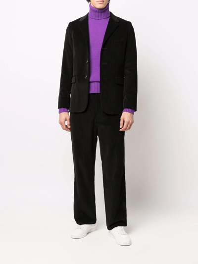 Shop Ami Alexandre Mattiussi Straight-leg Corduroy Trousers In Black