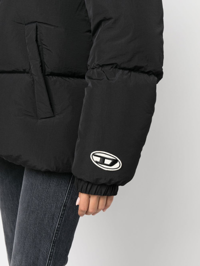 Shop Diesel Logo-appliqué Puffer Jacket In Black