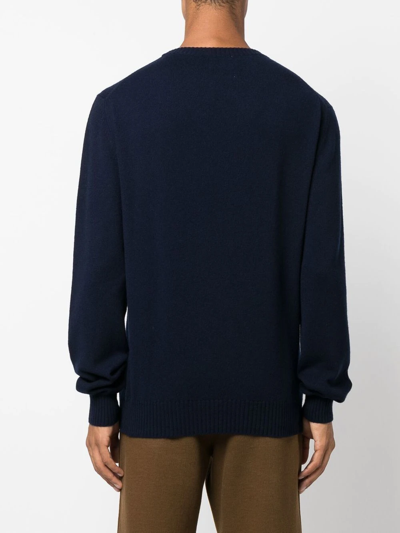Shop Barrie Round Neck Cashmere Sweater In Blue