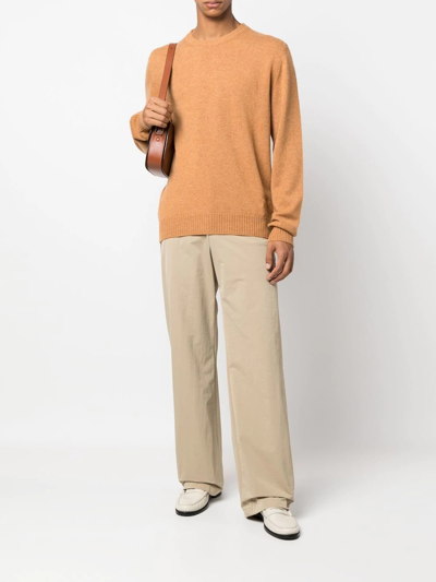 Shop Barrie Round Neck Cashmere Sweater In Brown