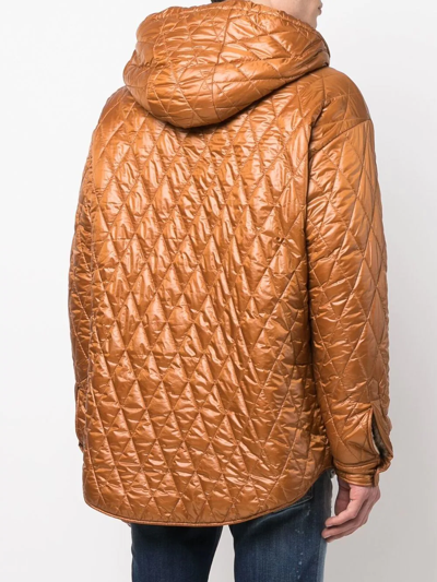 Dsquared2 Hooded Quilted-effect Coat In Brown
