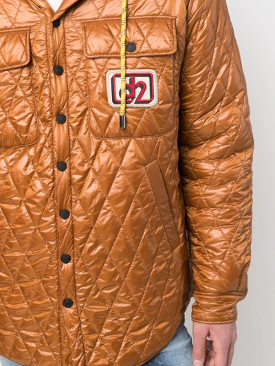 Dsquared2 Hooded Quilted-effect Coat In Brown