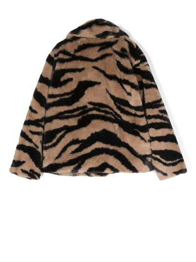 Zadig & Voltaire Kids' Animal-print Faux-fur Coat In Sand | ModeSens