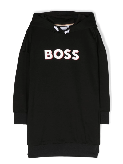 Shop Bosswear Logo-print Hooded Dress In Black