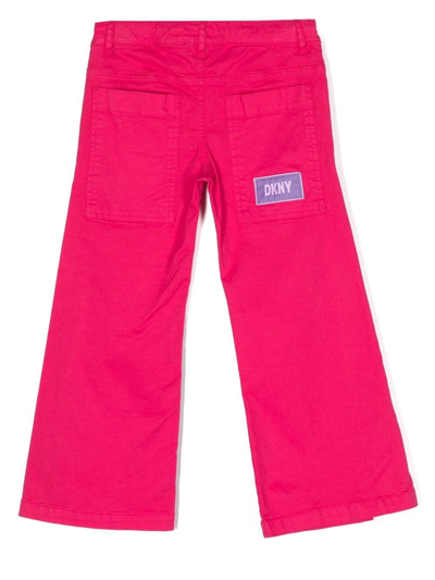 Shop Dkny Logo-patch Wide-leg Trousers In Pink