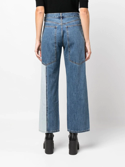 Shop Still Here Contrast-patch Detail Straight Leg Jeans In Blue